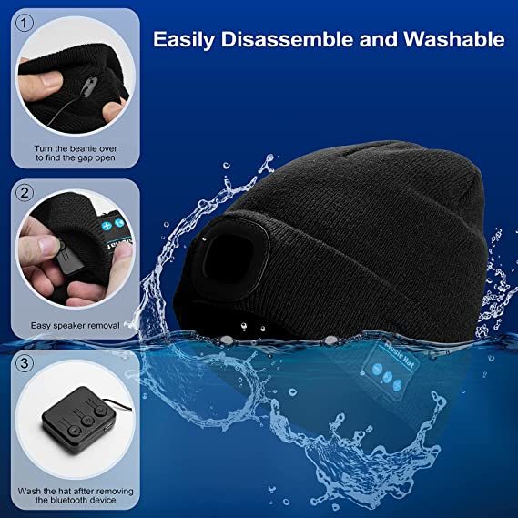 Unisex Bluetooth Beanie Hat with Light;  Built-in Speaker & Mic