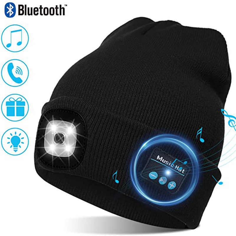 Unisex Bluetooth Beanie Hat with Light;  Built-in Speaker & Mic