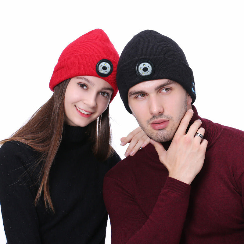 Unisex Bluetooth Beanie Hat with Light;  Built-in Speaker & Mic